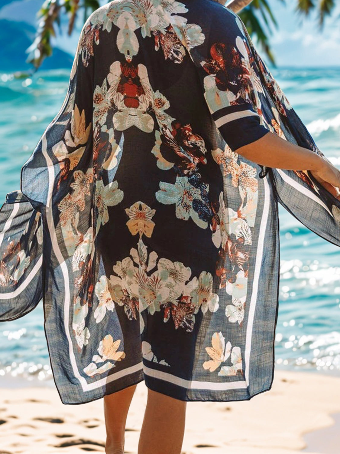 Boho Chic Print Open Front Cover-Up