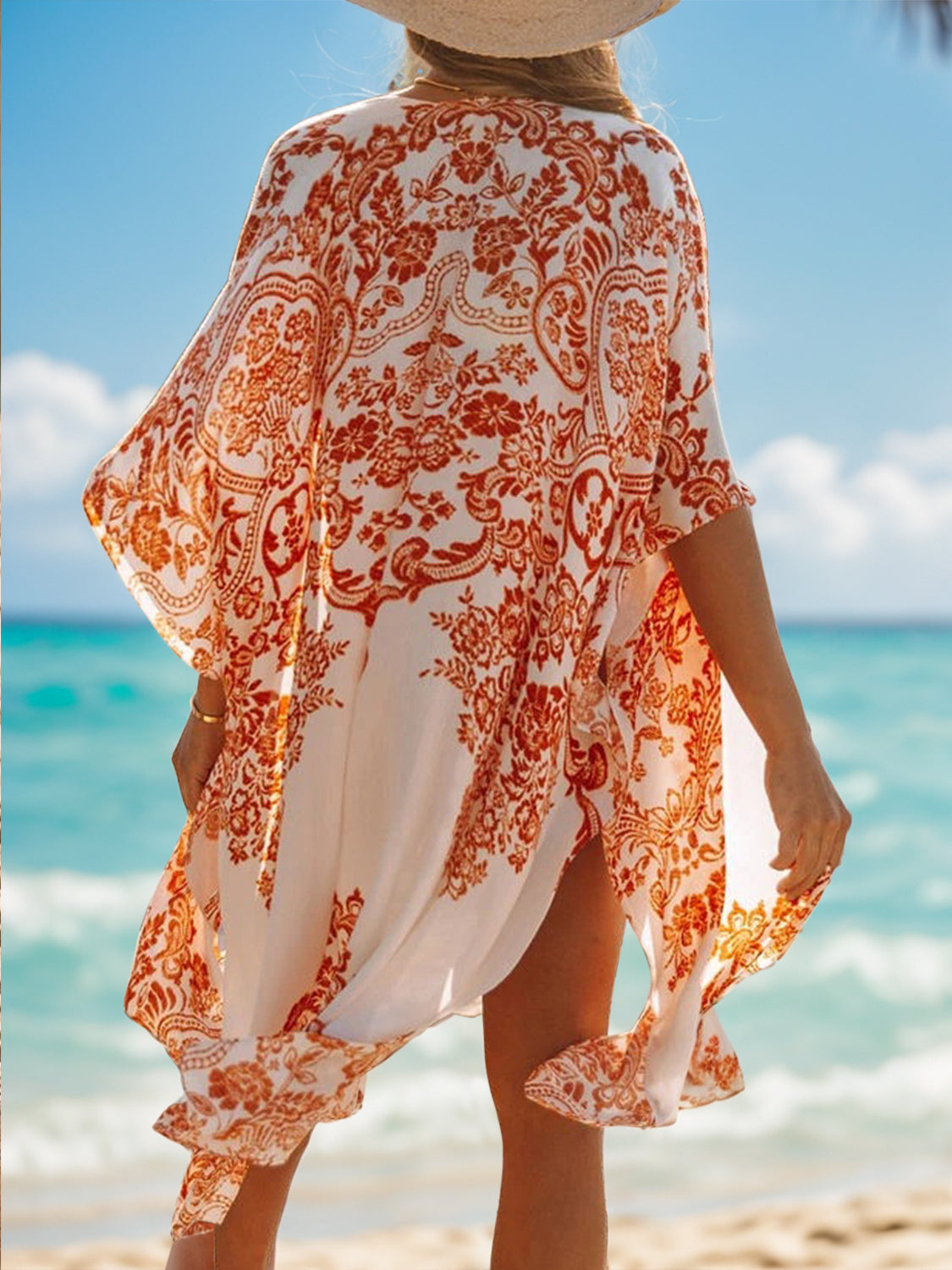 Boho Chic Print Open Front Cover-Up