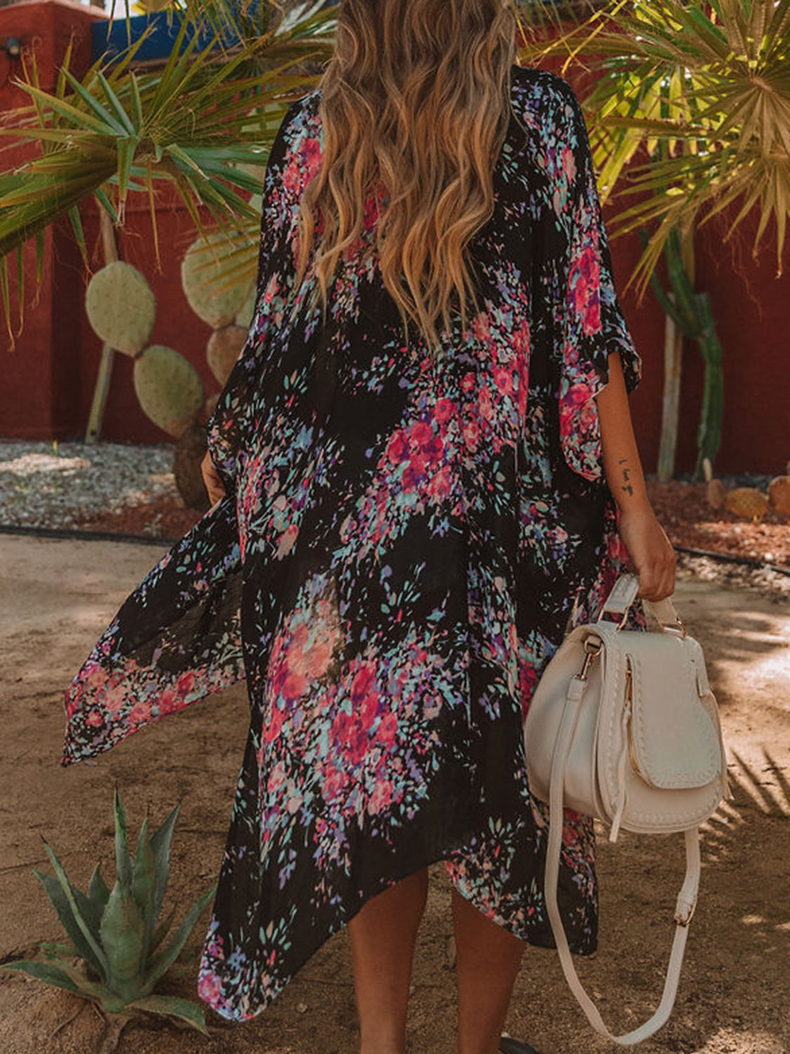 Boho Chic Print Open Front Cover-Up