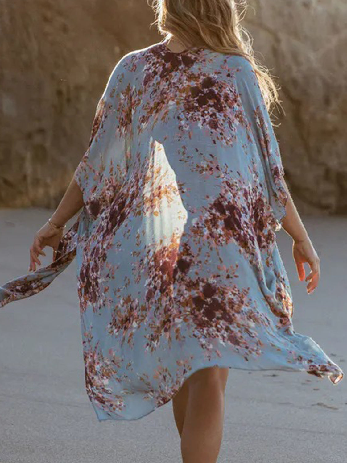 Boho Chic Print Open Front Cover-Up