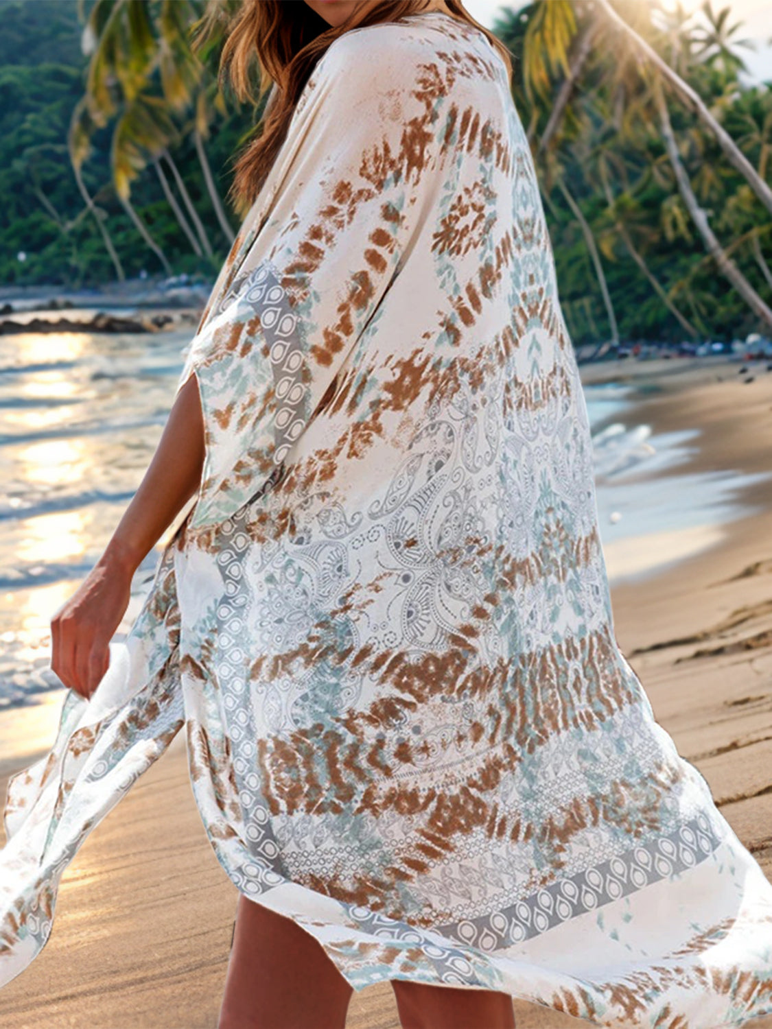 Boho Chic Print Open Front Cover-Up